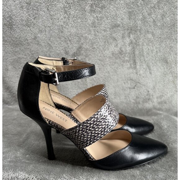 Nine West Shoes - New Nine West Women’s Size 8 Sling Back Python Black Pointed Toe Heels Sexy